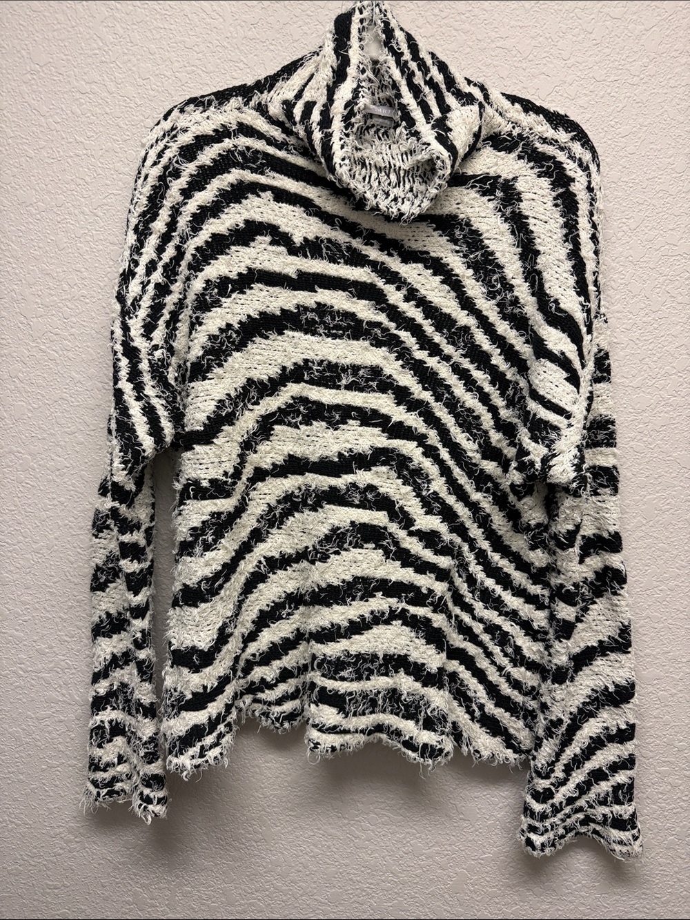 Tart Black & White Striped Cozy Turtleneck Sweater
